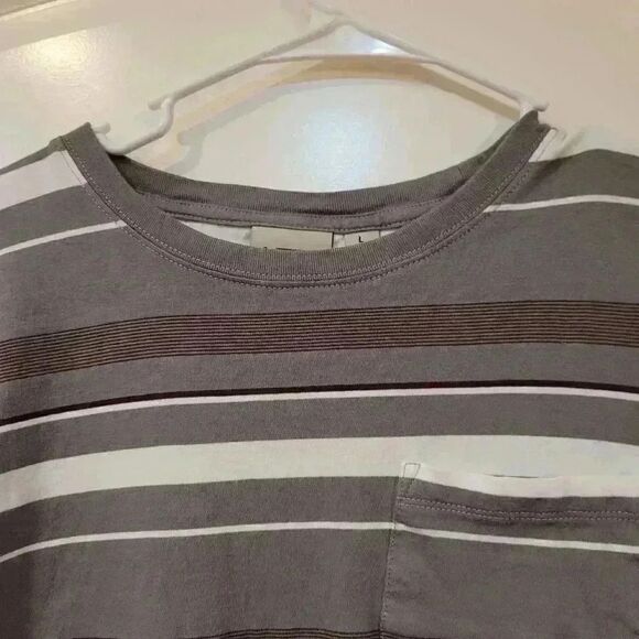 Vans Men's Gray/White/Purple & Brown Color Striped Cotton T-Shirt - Picture 9 of 11